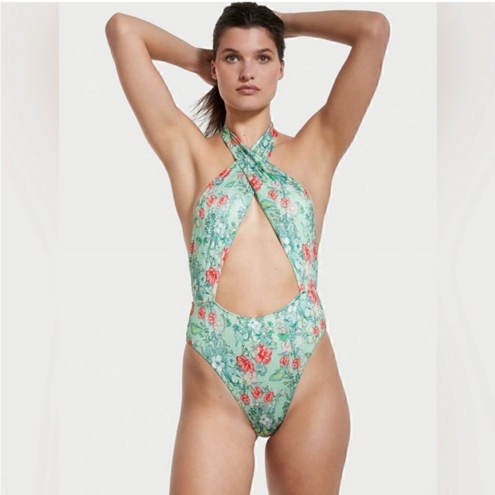 NEW! Victoria’s Secret Wrap Halter Monokini Swimsuit Garden Butterfly-Medium